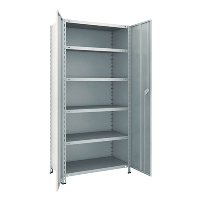 トラスコ TRUSCO スチールラック 軽量棚両開扉付 875×450×H1800 天地6段 ネオグレー 63X-T26 504-2992 (商品コード：169128)