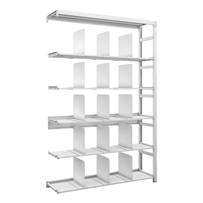 トラスコ TRUSCO スチールラック H1900×W1250×D325 6段 移動仕切板15枚付 連結型 K1-6436P15B 206-4878 (商品コード：169586)