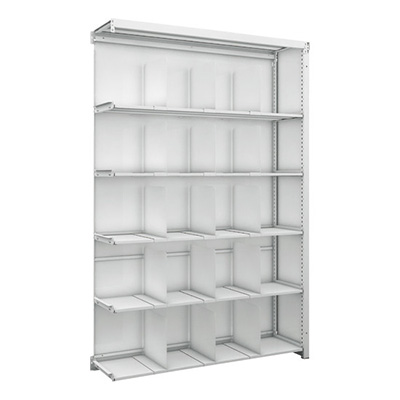 トラスコ TRUSCO スチールラック背板側板付H1900×W1250×D325 6段 移動仕切板15枚付 連結型 K1-6436P15SGB 206-4988 (商品コード：169588)