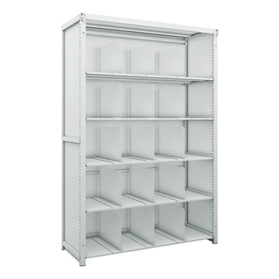 トラスコ TRUSCO スチールラック 背板・側板付 H1900×W1250×D475 6段 移動仕切板15枚付 K1-6446P15SG 206-4983 (商品コード：169611)