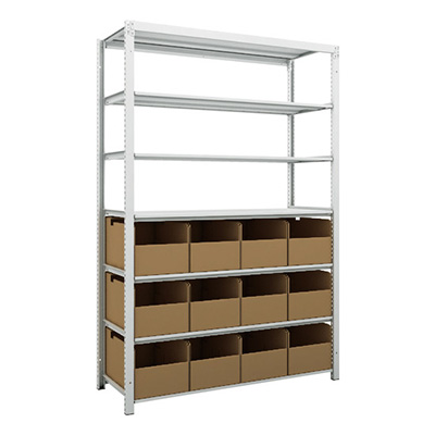 トラスコ TRUSCO スチールラック H1900×W1250×D475 7段 ビン12個付 K1-6447A12 206-5065 (商品コード：169613)