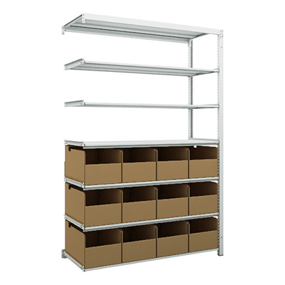 トラスコ TRUSCO スチールラック H1900×W1250×D475 7段 ビン12個付 連結型 K1-6447A12B 206-5068 (商品コード：169614)