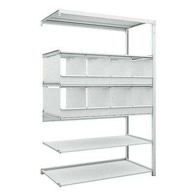 トラスコ TRUSCO スチールラック H1900×W1250×D625 6段 仕切りトレ－8個付 連結型 K1-6466D8B 206-5012 (商品コード：169632)