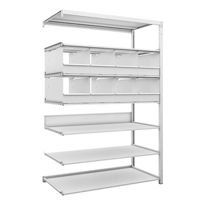 トラスコ TRUSCO スチールラック H1900×W1250×D625 7段 仕切りトレ－8個付 連結型 K1-6467C8B 206-5018 (商品コード：169640)