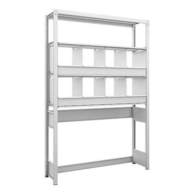 トラスコ TRUSCO スチールラック 下段開放型 H1900×W1250×D325 4段 仕切りトレ－8個付 K1-U6434C8 206-4839 (商品コード：169665)