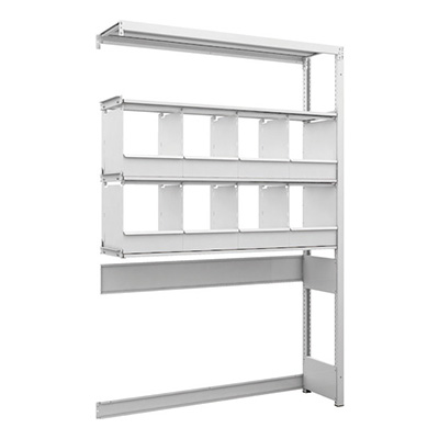 トラスコ TRUSCO スチールラック 下段開放型 H1900×W1250×D325 4段 仕切りトレ－8個付 連結型 K1-U6434C8B 206-4842 (商品コード：169666)