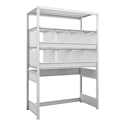 トラスコ TRUSCO スチールラック 下段開放型 H1900×W1250×D625 4段 仕切りトレ－8個付 K1-U6464C8 206-4841 (商品コード：169677)