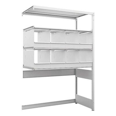 トラスコ TRUSCO スチールラック 下段開放型 H1900×W1250×D625 4段 仕切りトレ－8個付 連結型 K1-U6464C8B 206-4844 (商品コード：169678)