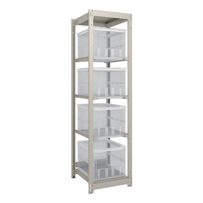 トラスコ TRUSCO スチールラック H1800×W430×D595 TSK－O50B透明×4個付 M1.5-6162U3-50LX4 260-3371 (商品コード：170032)