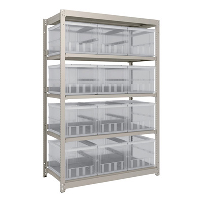 トラスコ TRUSCO スチールラック H1800×W1160×D595 TSK－O50B透明×12個付 M1.5-6465-50LX12 260-3354 (商品コード：170111)