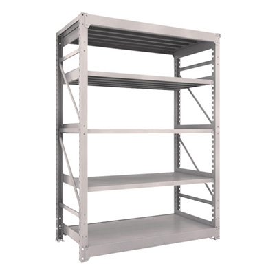 トラスコ TRUSCO スチールラック M10型重量棚 1500×760×H2100 5段 単体 ネオグレー M10-7575 506-3388 (商品コード：170443)