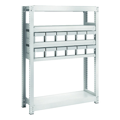 トラスコ TRUSCO スチールラック M2型軽中量棚 H1200 樹脂NG引出付 小×12 M2-4335-E12 856-3193 (商品コード：170519)