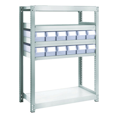 トラスコ TRUSCO スチールラック M2型軽中量棚 H1200 樹脂透明引出付 小×12 M2-4345-C12 856-3185 (商品コード：170530)