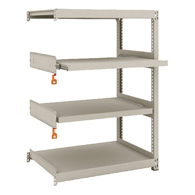 トラスコ TRUSCO スチールラック M2型軽中量棚 860×600×H1200 4段うちスライド2段 連結 M2-4362M2B 149-7767 (商品コード：170536)