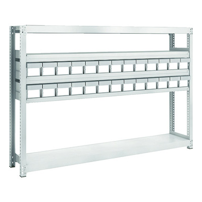 トラスコ TRUSCO スチールラック M2型軽中量棚 H1200 樹脂NG引出付 小×26 M2-4635-E26 856-3195 (商品コード：170579)