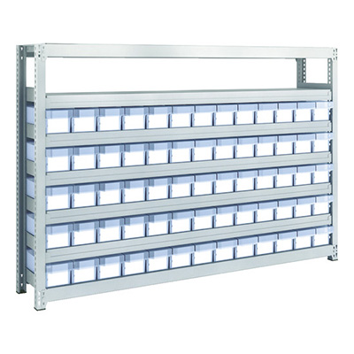 トラスコ TRUSCO スチールラック M2型軽中量棚 H1200 樹脂透明引出付 小×65 M2-4637-C65 856-3180 (商品コード：170581)