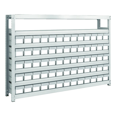 トラスコ TRUSCO スチールラック M2型軽中量棚 H1200 樹脂NG引出付 小×65 M2-4637-E65 856-3196 (商品コード：170582)