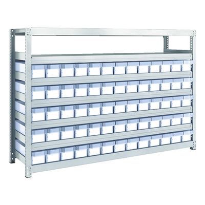 トラスコ TRUSCO スチールラック M2型軽中量棚 H1200 樹脂透明引出付 小×65 M2-4647-C65 856-3188 (商品コード：170593)