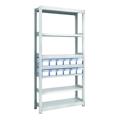 トラスコ TRUSCO スチールラック M2型軽中量棚 H1800 樹脂透明引出付 小×12 M2-6337-C12 856-3181 (商品コード：170660)