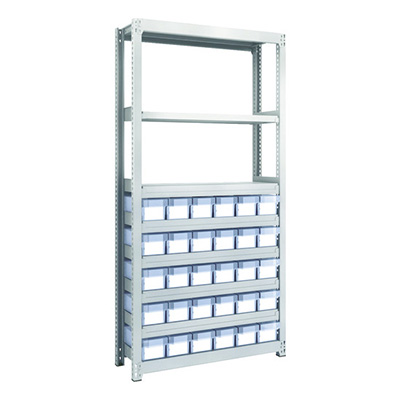 トラスコ TRUSCO スチールラック M2型軽中量棚 H1800 樹脂透明引出付 小×30 M2-6338-C30 856-3182 (商品コード：170663)