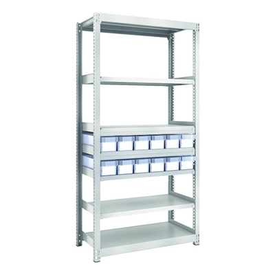 トラスコ TRUSCO スチールラック M2型軽中量棚 H1800 樹脂透明引出付 小×12 M2-6347-C12 856-3189 (商品コード：170680)