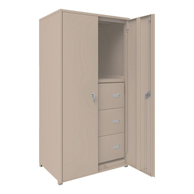 トラスコ TRUSCO M2型軽中量棚棚 背板・側板・扉付 W860×D600 HM型深型引出し3段付 M2-6363-HM93-SGD 244-2064 (商品コード：170692)