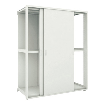 トラスコ TRUSCO M2型棚 背板・引違扉付 W1500×D595 3段 連結 M2-6563-SK-B 772-6791 (商品コード：170796)