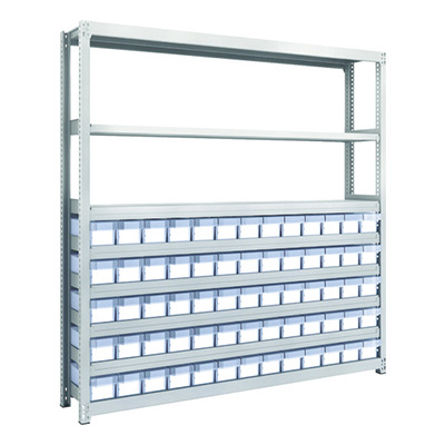 トラスコ TRUSCO スチールラック M2型軽中量棚 H1800 樹脂透明引出付 小×65 M2-6638-C65 856-3184 (商品コード：170821)