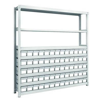 トラスコ TRUSCO スチールラック M2型軽中量棚 H1800 樹脂NG引出付 小×65 M2-6638-E65 856-3200 (商品コード：170822)