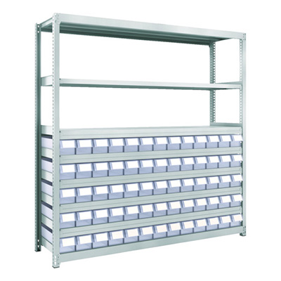 トラスコ TRUSCO スチールラック M2型軽中量棚 H1800 樹脂透明引出付 小×65 M2-6648-C65 856-3192 (商品コード：170839)