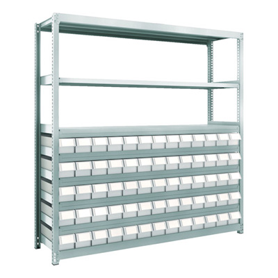 トラスコ TRUSCO スチールラック M2型軽中量棚 H1800 樹脂NG引出付 小×65 M2-6648-E65 856-3208 (商品コード：170840)