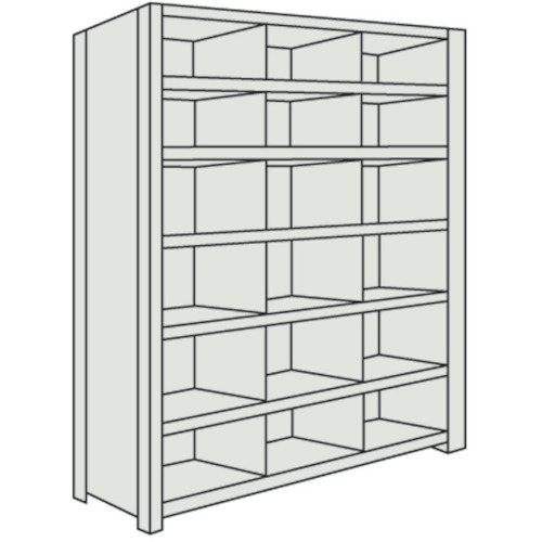 トラスコ TRUSCO スチールラック 軽量棚 縦仕切付 W875XD300X1500 3列6段 ネオグレー 53V-37 502-2568 (商品コード：173044)