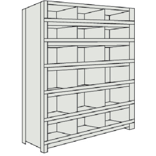 トラスコ TRUSCO スチールラック 軽量棚 縦仕切前当付 875X300X1500 3列6段 ネオグレー 53V-57 503-4931 (商品コード：173046)