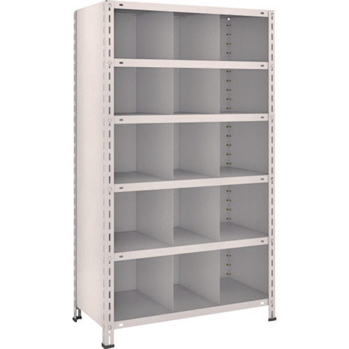 トラスコ TRUSCO スチールラック 軽量棚 縦仕切付 W875XD450X1500 3列5段 ネオグレー 53X-36 502-3475 (商品コード：173049)