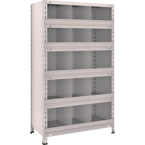 トラスコ TRUSCO スチールラック 軽量棚 縦仕切前当付 875X450X1500 3列5段 ネオグレー 53X-56 503-3756 (商品コード：173051)