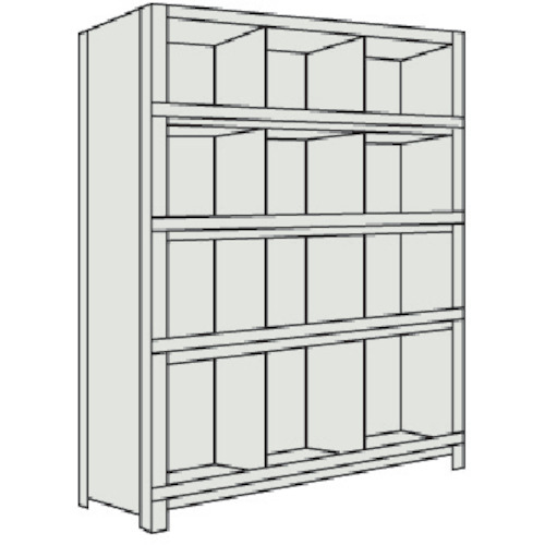 トラスコ TRUSCO スチール製軽量ボルト式棚 縦仕切前当付 W875×D300×H1800 3列4段 ネオグレー 63V-55 503-3845 (商品コード：173094)