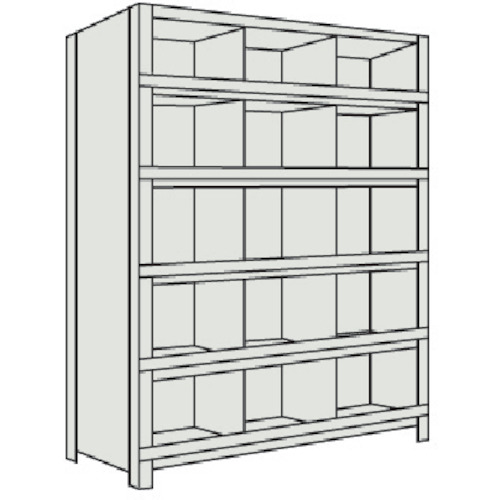 トラスコ TRUSCO スチール製軽量ボルト式棚 縦仕切前当付 W875×D300×H1800 3列5段 ネオグレー 63V-56 503-3853 (商品コード：173095)