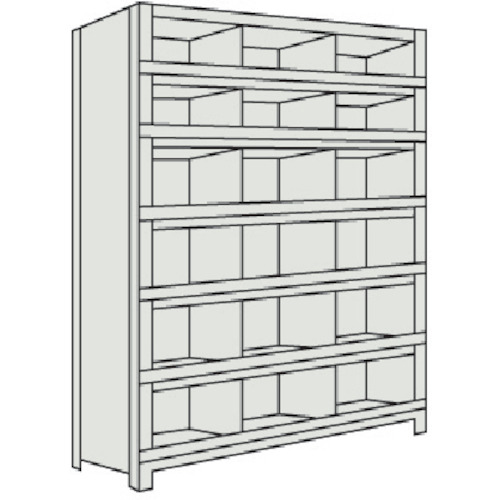 トラスコ TRUSCO スチール製軽量ボルト式棚 縦仕切前当付 W875×D300×H1800 3列6段 ネオグレー 63V-57 503-3861 (商品コード：173096)