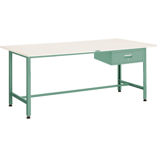 トラスコ TRUSCO 軽荷重作業台（300kg）AE型 1800X750XH740 1段引出付 グリーン色 AE-1800F1 500-8484