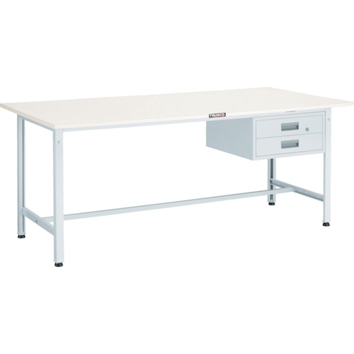 トラスコ TRUSCO 軽荷重作業台（300kg）AE型 1800X750XH740 2段引出付 ホワイト色 AE-1800F2 W 466-7115