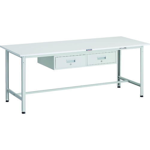 トラスコ TRUSCO 軽荷重作業台（300kg）AE型 1800X750XH740 2列引出付 ホワイト色 AE-1800FL2 W 183-3884