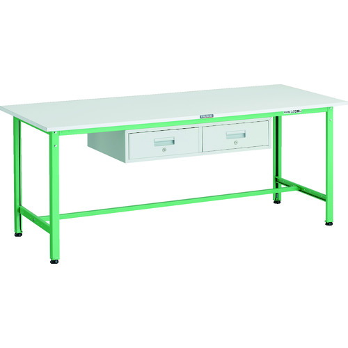 トラスコ TRUSCO 軽荷重作業台（300kg）AE型 1800X750XH740 2列引出付 ヤンググリーン色 AE-1800FL2 YG 183-3885