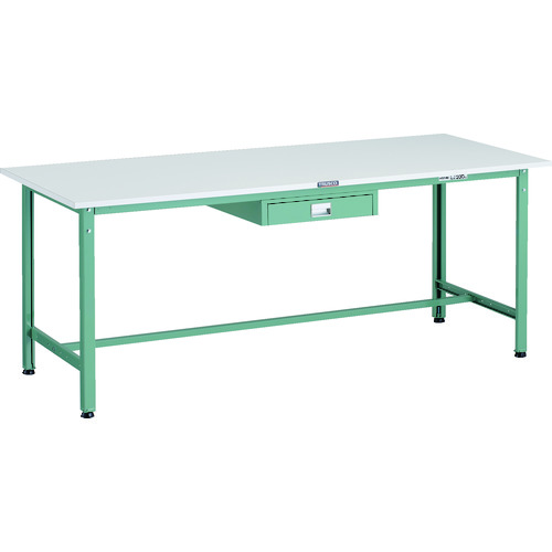 トラスコ TRUSCO 軽荷重作業台（300kg）AE型 1800X750XH740 薄型1段引出し付 グリーン色 AE-1800UDC1 183-3822