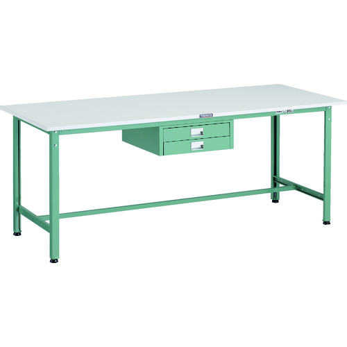 トラスコ TRUSCO 軽荷重作業台（300kg）AE型 1800X750XH740 薄型2段引出し付 グリーン色 AE-1800UDC2 183-3852