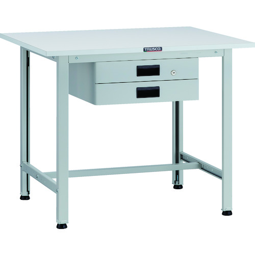 トラスコ TRUSCO 軽荷重作業台（200kg）AO型 900X750XH740 薄型2段引出付 ホワイト色 AO-0975UDK2 125-9129