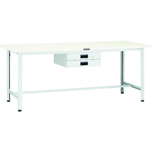 トラスコ TRUSCO 軽荷重作業台（200kg）AO型 1800X750XH740 薄型2段引出付 ホワイト色 AO-1875UDK2 125-9165