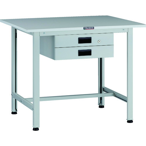 トラスコ TRUSCO 軽荷重作業台（200kg）AO型 900X750XH740 薄型2段引出付 ホワイト色 AOR-0975UDK2 137-1702