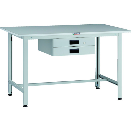 トラスコ TRUSCO 軽荷重作業台（200kg）AO型 1200X600XH740 薄型2段引出付 ホワイト色 AOR-1260UDK2 137-1703