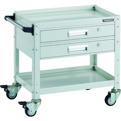 トラスコ TRUSCO ツールワゴン バーディワゴン 600×400 引出2段付 ウレタン車輪 ホワイト BDW-662V2U-W 206-4190 (商品コード：173513)