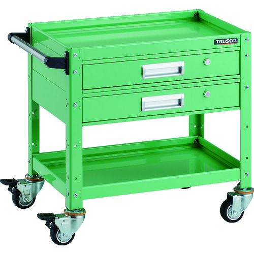 トラスコ TRUSCO ツールワゴン バーディワゴン 600×400 引出2段付 ウレタン車輪 ヤンググリーン BDW-662V2U-YG 206-4191 (商品コード：173514)